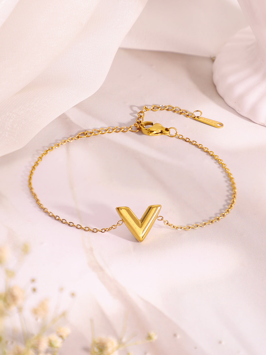 Demi Fine 18k Gold Plated Stainless Steel V Design Combo Set フリーサイズ