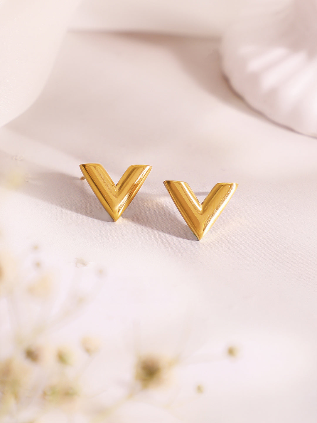 Demi Fine 18k Gold Plated Stainless Steel V Design Combo Set フリーサイズ