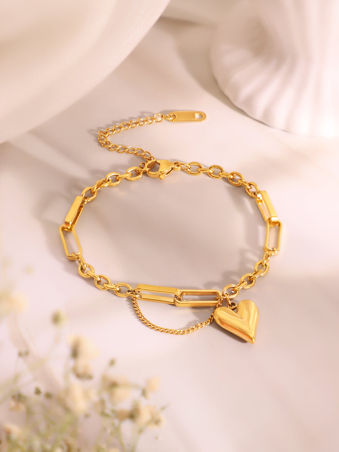 Demi Fine 18k Gold Plated Stainless Steel Heart Motif Combo Set フリーサイズ