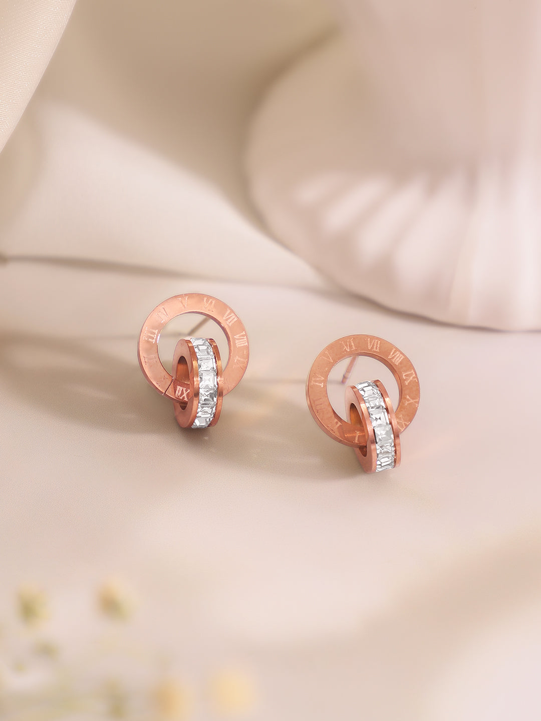 Demi Fine 18k Rose Gold Plated Stainless Steel Interlocked Design Combo Set フリーサイズ