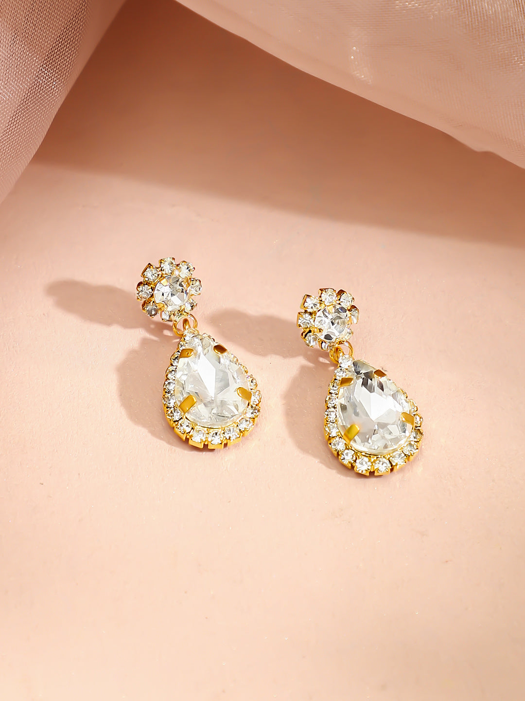 Gold Toned American Diamond Zirconia Necklace Set フリーサイズ