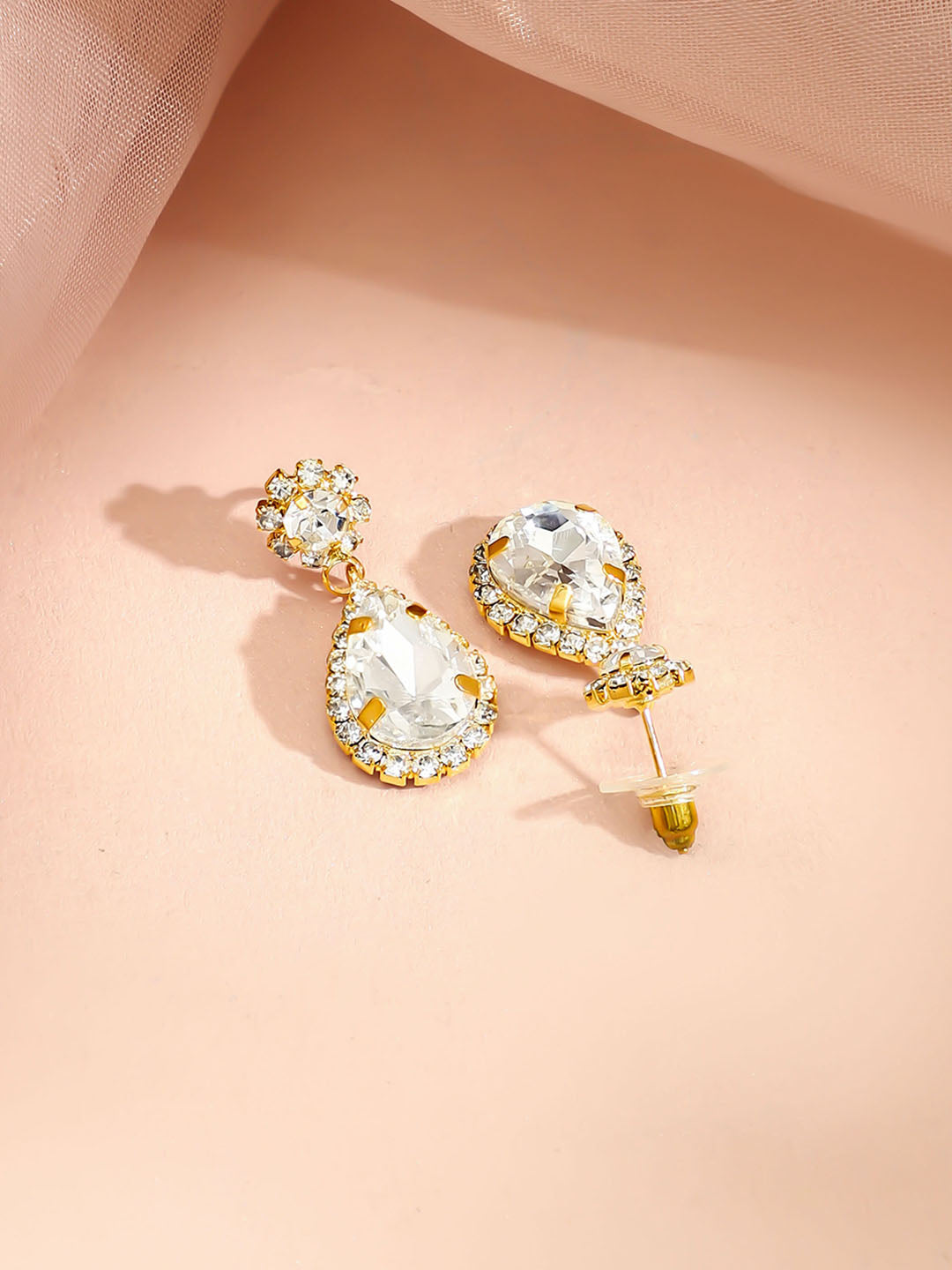 Gold Toned American Diamond Zirconia Necklace Set フリーサイズ