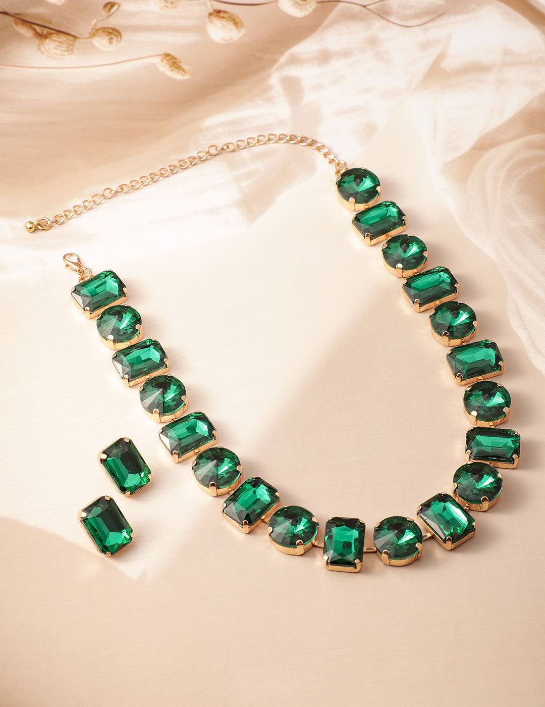 Chunky Crystal Necklace Set Green