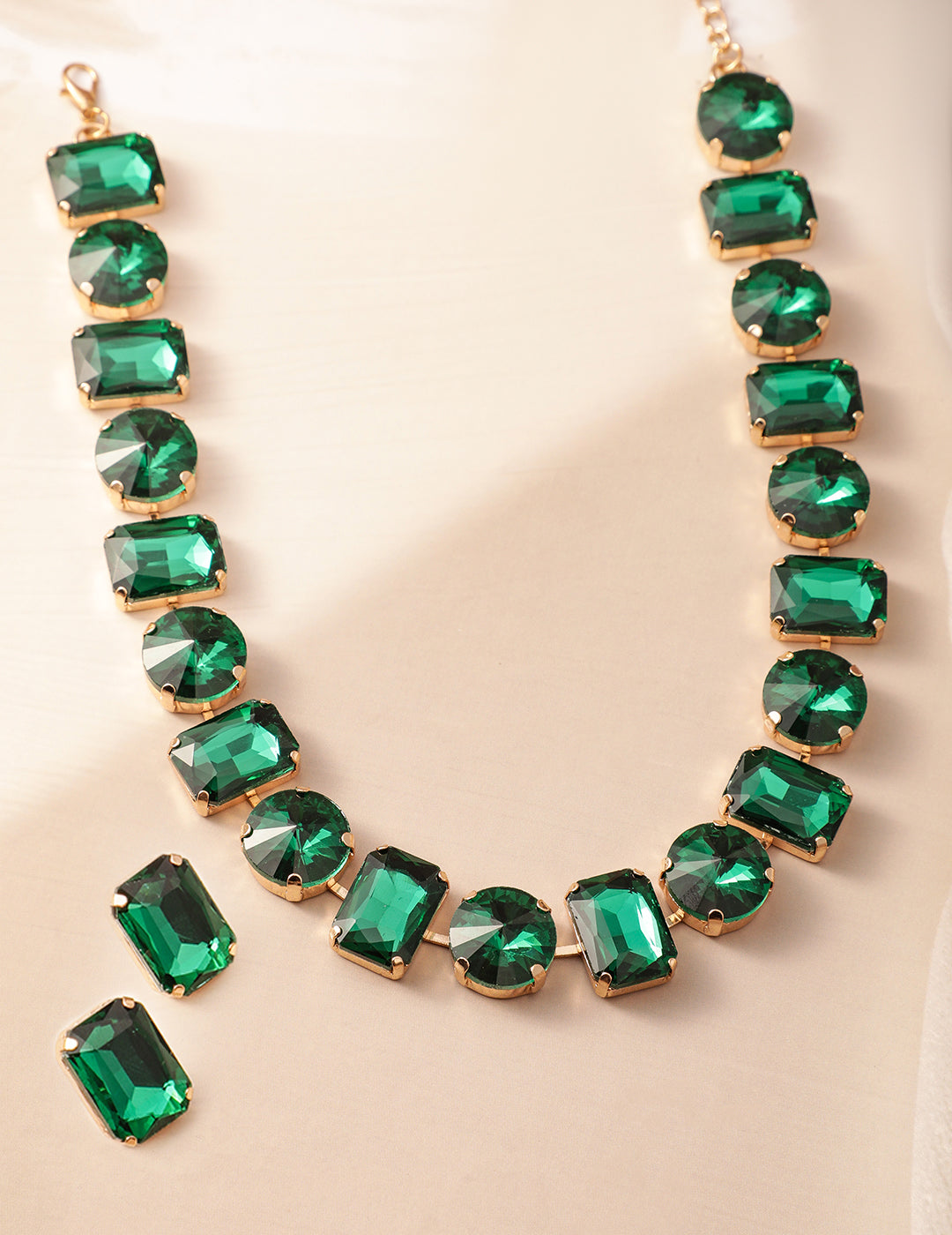 Chunky Crystal Necklace Set Green