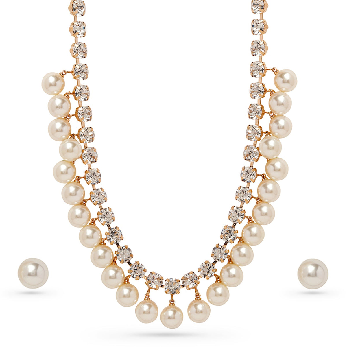 Regal Pearl Necklace Set Gold