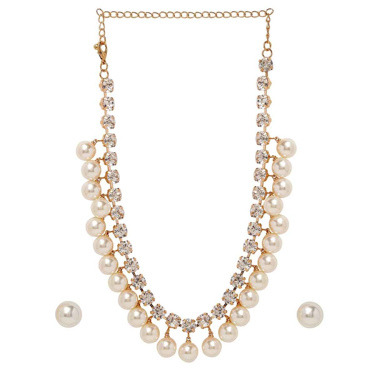 Regal Pearl Necklace Set Gold