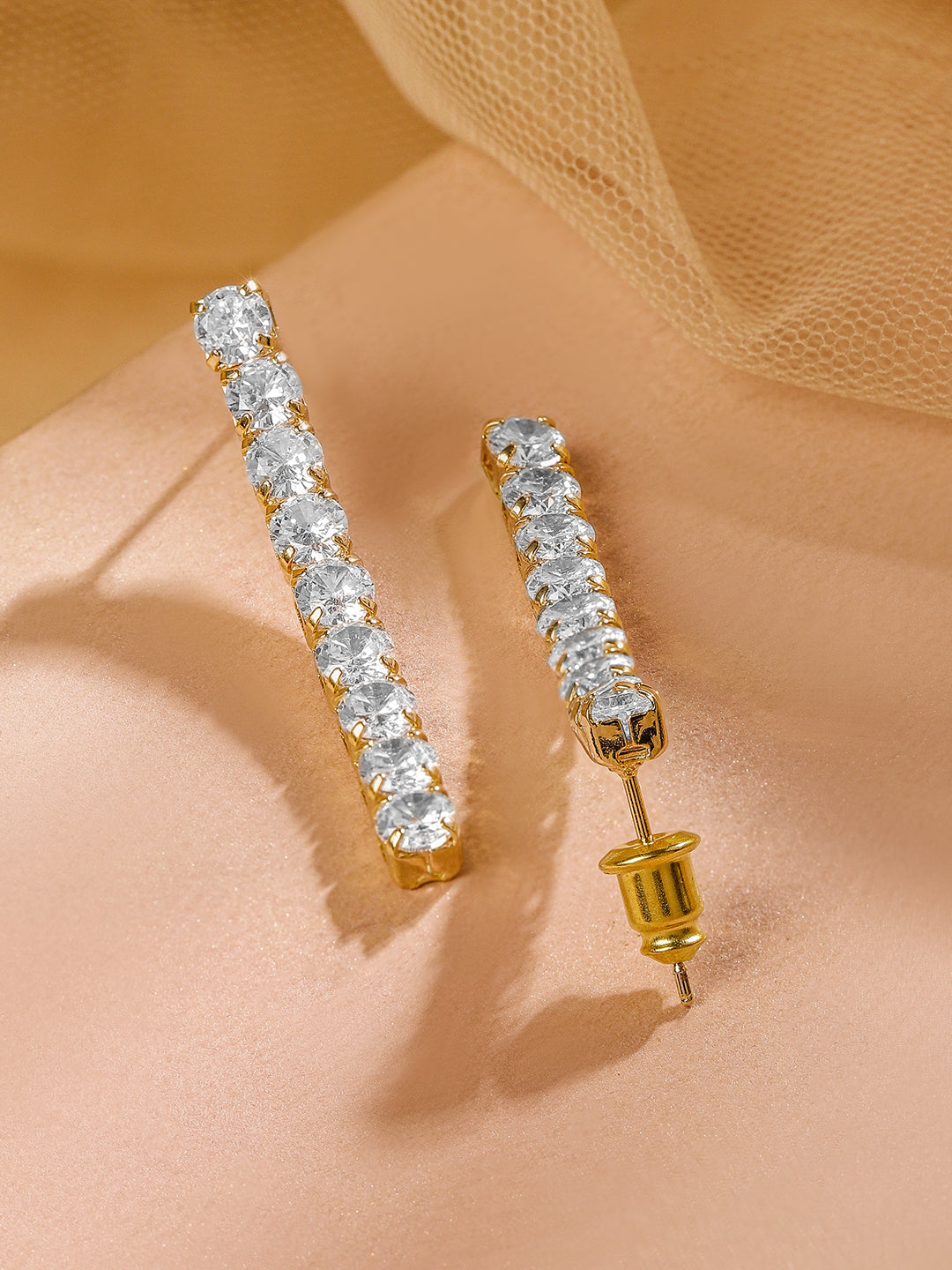 American Diamond Zirconia Tennis Necklace Set Gold