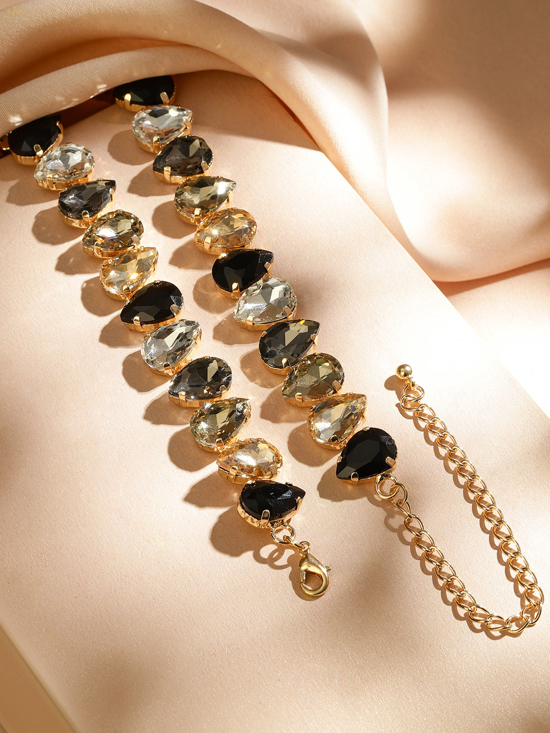 Bold Smoky Crystal Statement Necklace Gold