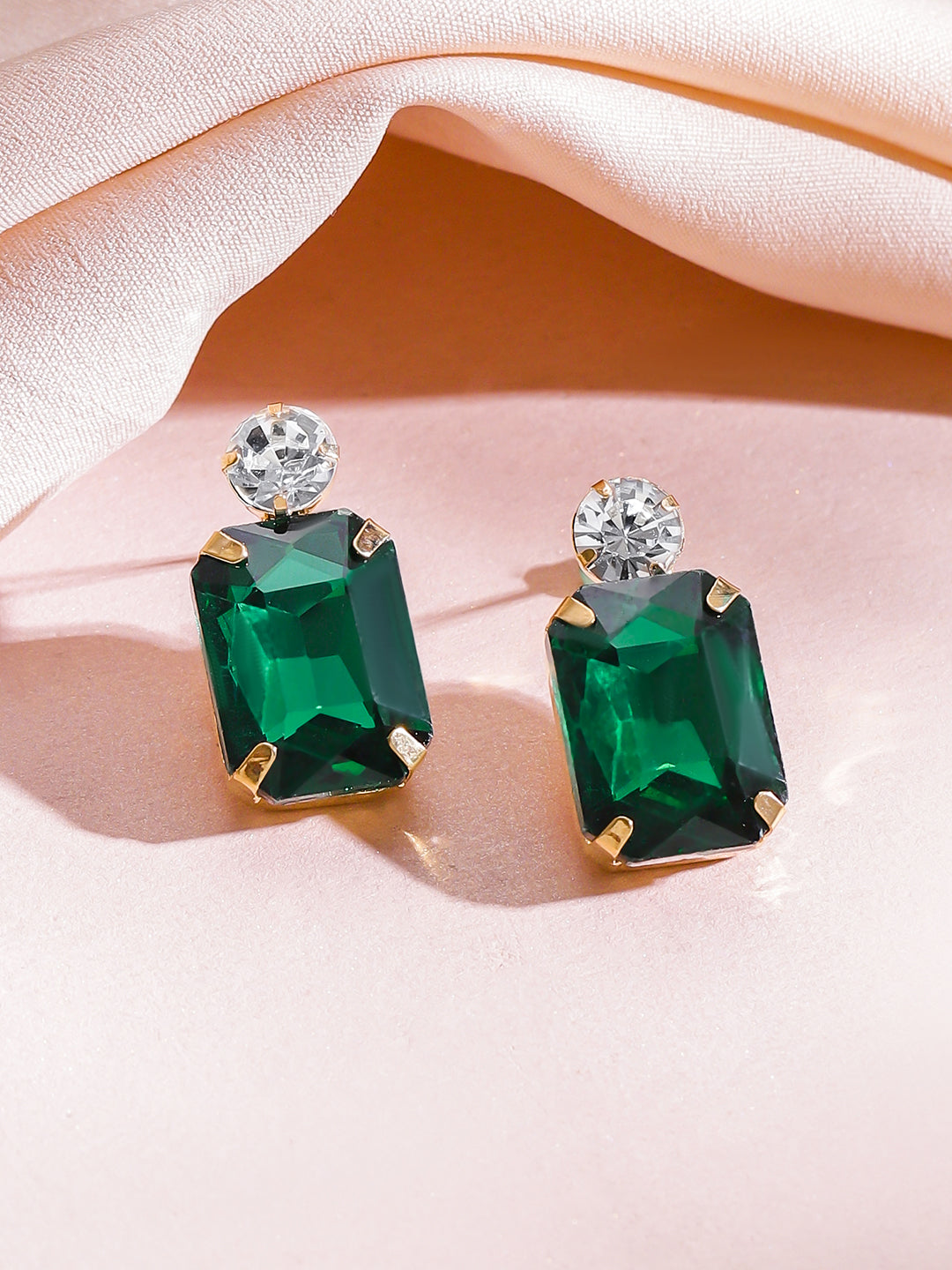 Emerald & Crystal Gold Toned Necklace Set フリーサイズ