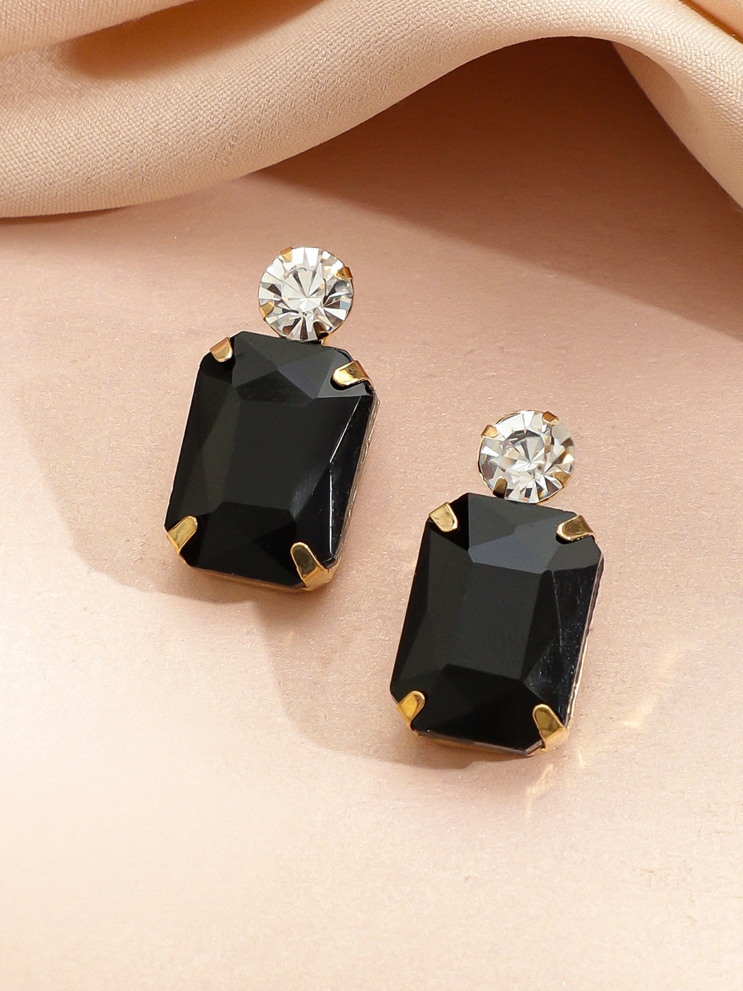 【Rubans】 Geometric Contemporary Crystal Necklace Set - Black｜ジオメトリック コンテンポラリー クリスタル ネックレスセット ブラック