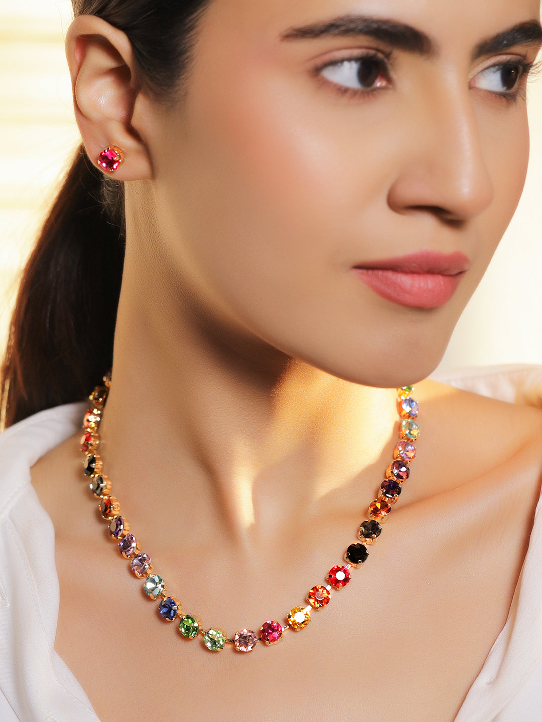 Multicolor Crystal Necklace Set フリーサイズ