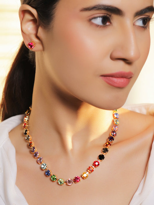 Multicolor Crystal Necklace Set フリーサイズ