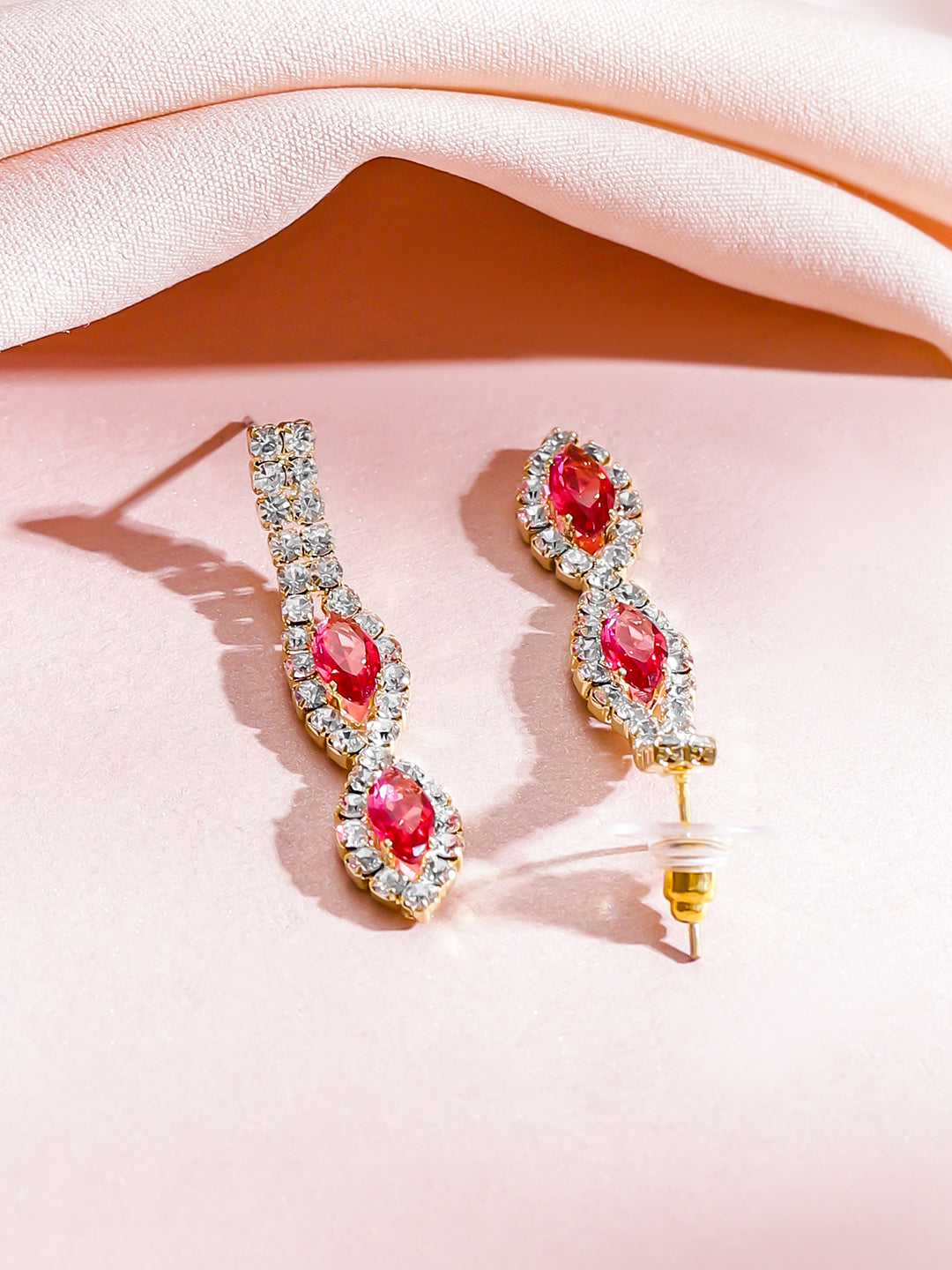 Ruby Pink Minimalist Zirconia Necklace Set フリーサイズ