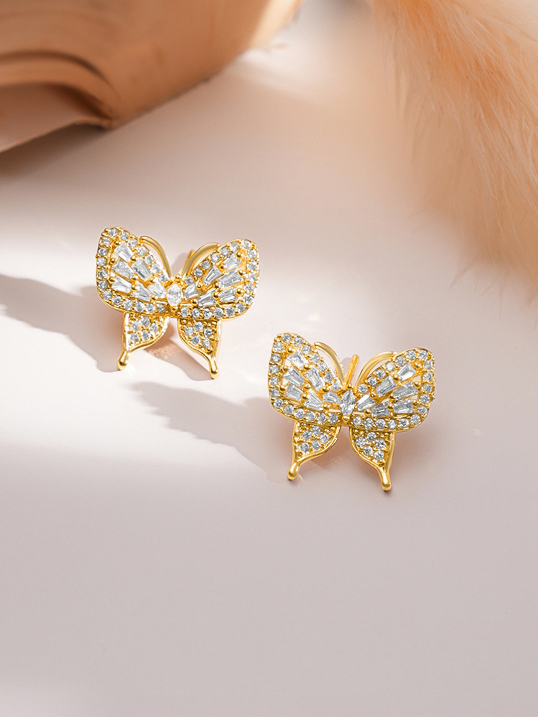 American Diamond Zirconia Butterfly Motif Pendant Set フリーサイズ