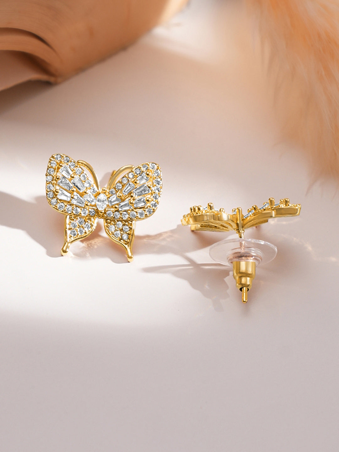American Diamond Zirconia Butterfly Motif Pendant Set フリーサイズ
