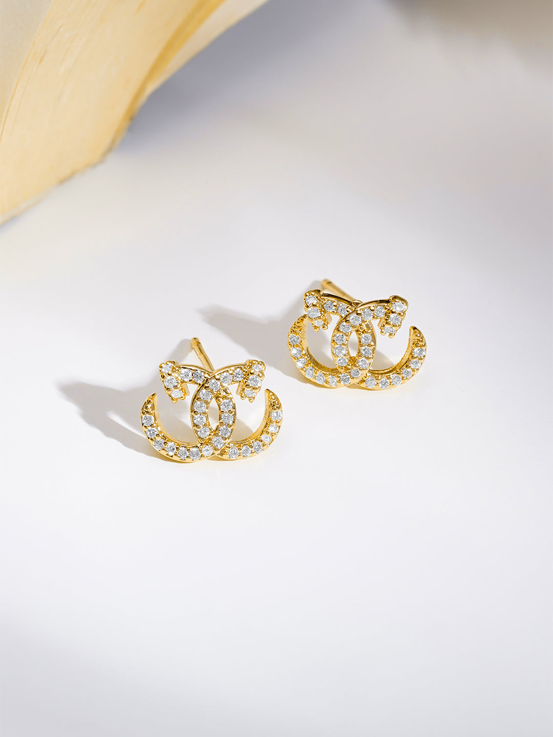 Gold Toned Interlocked Rings Pendant Necklace Set フリーサイズ