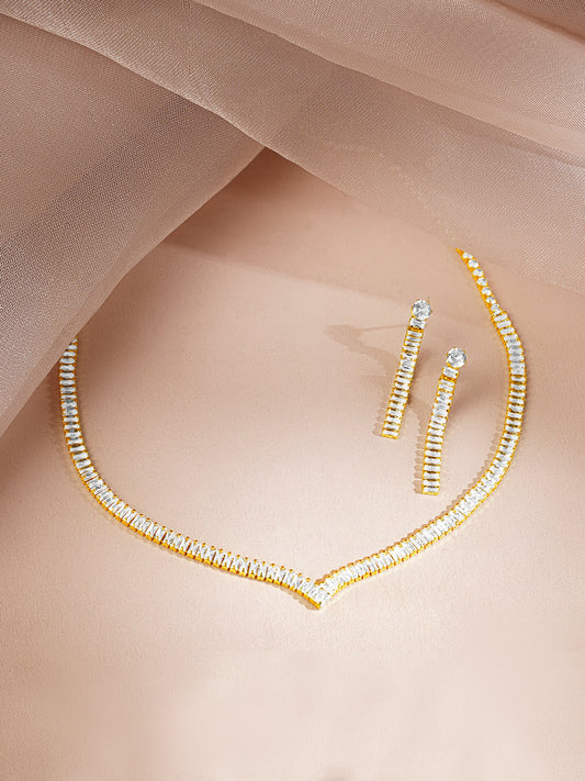 Golden Glow Crystal Necklace Set Length - 16 cm