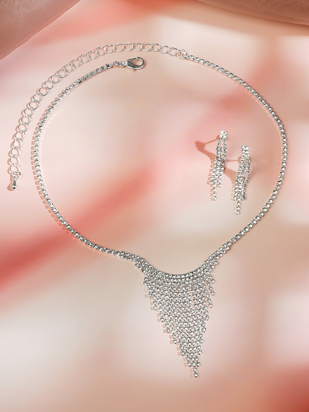 【Rubans】 Crystal Tassel Statement Necklace Set｜クリスタル タッセル ステートメント ネックレスセット