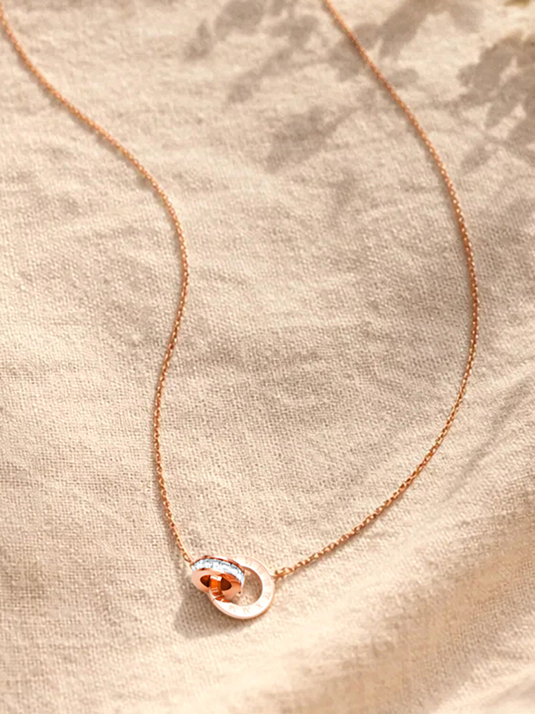 Demi Fine 18K Gold Plated Stainless steel Interlocked Crystal Pendant Necklace Length - 21.5 cm