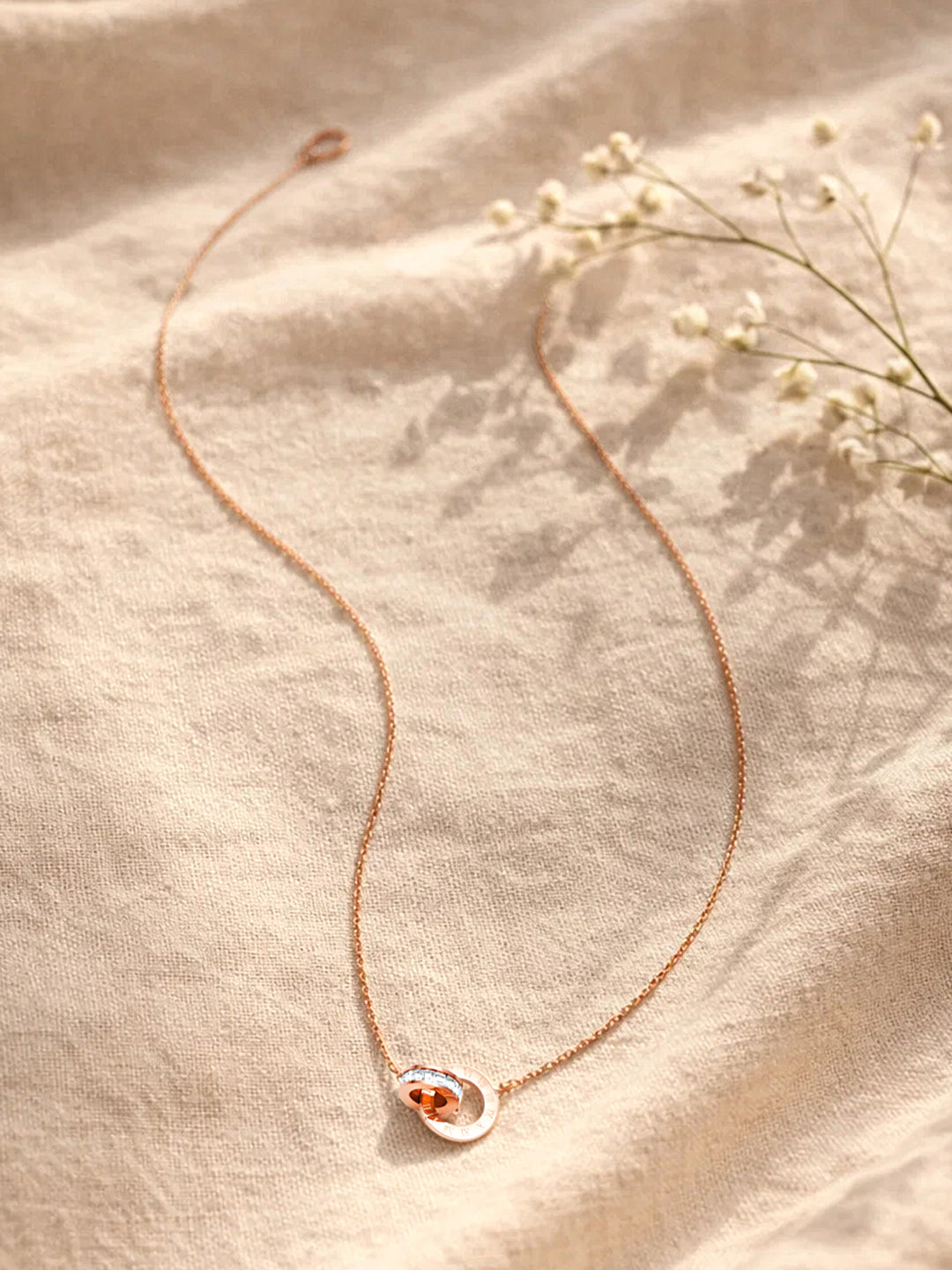 Demi Fine 18K Gold Plated Stainless steel Interlocked Crystal Pendant Necklace Length - 21.5 cm