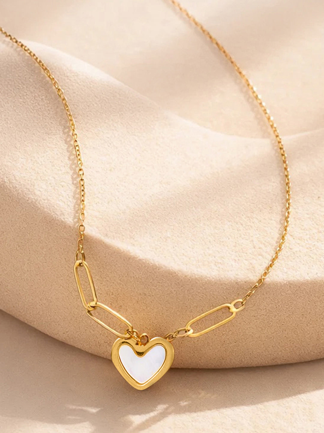 Demi Fine 18K Gold Plated Stainless steel Heart Pendant Chunky Chain Necklace Length - 22 cm