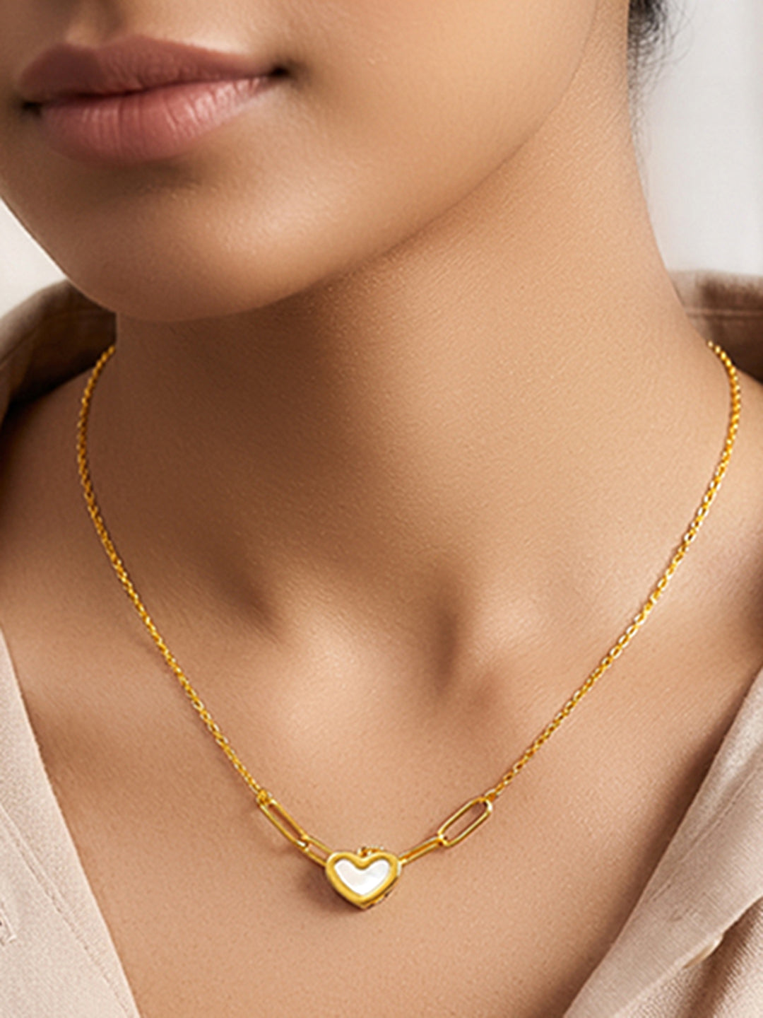 Demi Fine 18K Gold Plated Stainless steel Heart Pendant Chunky Chain Necklace Length - 22 cm