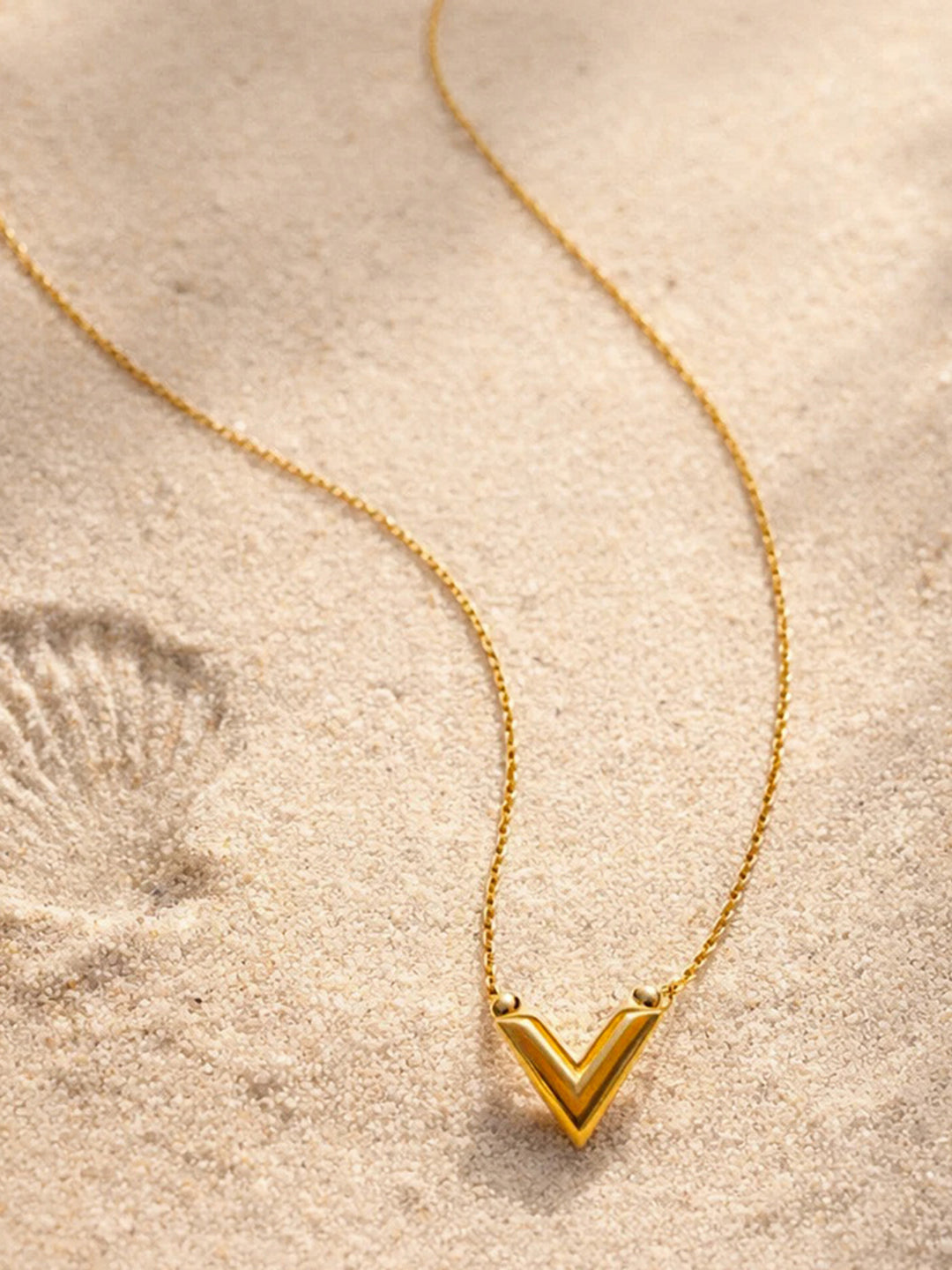 Demi Fine 18K Gold Plated Stainless steel Chevron V Shape Pendant Chain Length - 21.3 cm