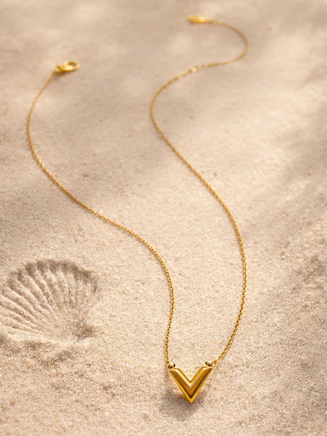 Demi Fine 18K Gold Plated Stainless steel Chevron V Shape Pendant Chain Length - 21.3 cm