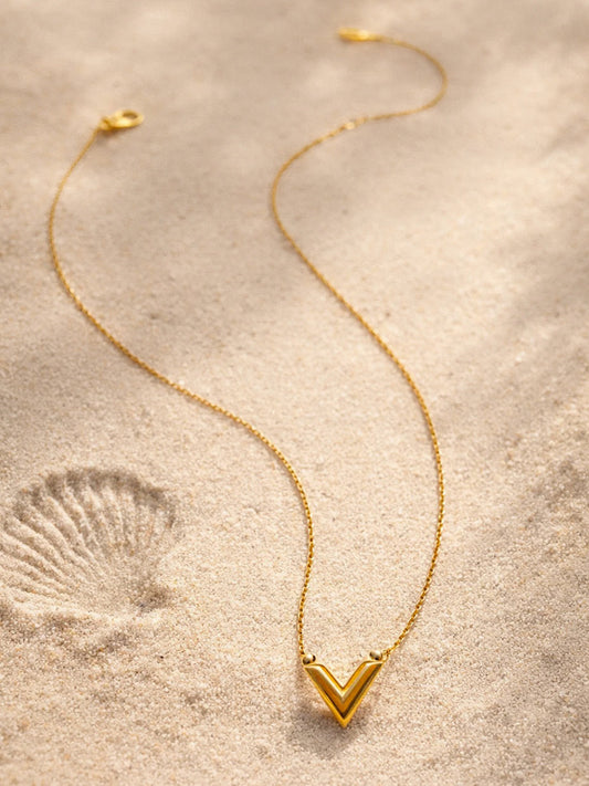 Demi Fine 18K Gold Plated Stainless steel Chevron V Shape Pendant Chain Length - 21.3 cm