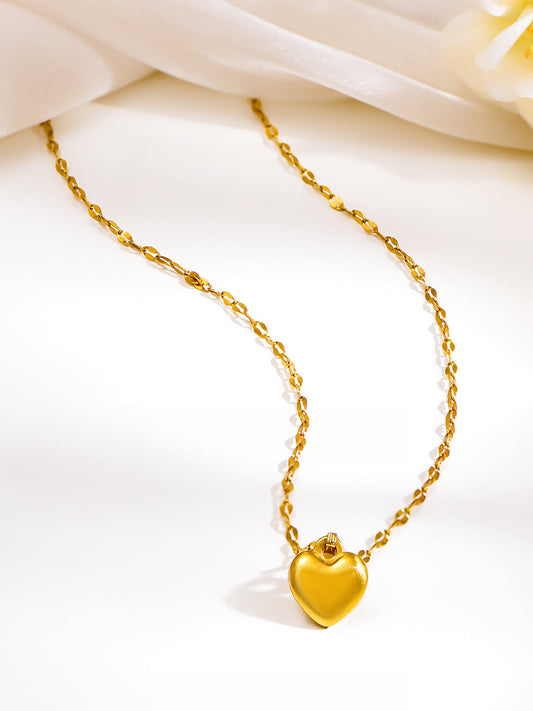 Demi Fine 18K Gold Plated Stainless steel Twisted Chain Heart Pendant Necklace Length - 21.5 cm