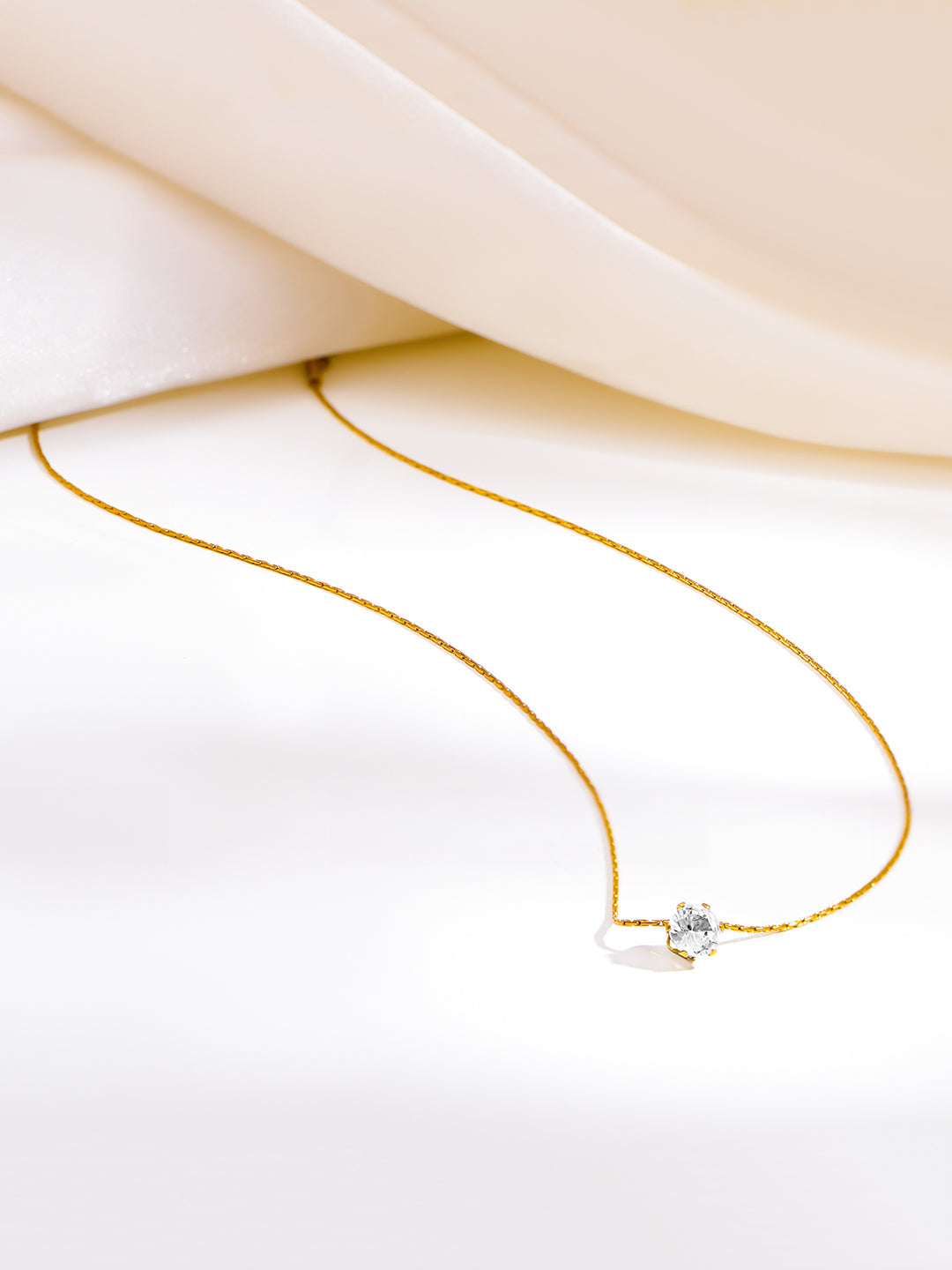Demi Fine 18K Gold Plated Stainless steel Minimal Diamond Solitaire Necklace Length - 19.5 cm