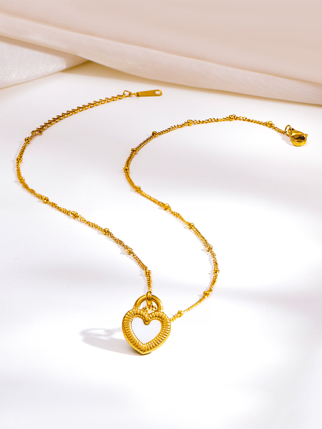 Demi Fine 18K Gold Plated Stainless steel Reversible Heart Pendant Necklace Length - 21.5 cm