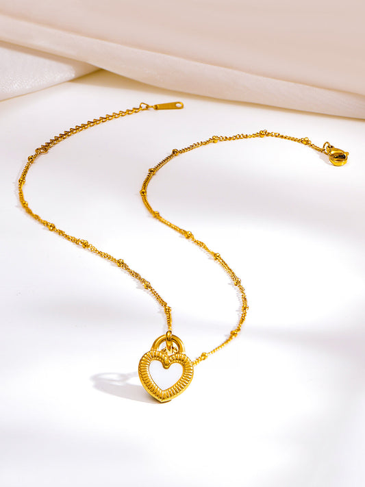 Demi Fine 18K Gold Plated Stainless steel Reversible Heart Pendant Necklace Length - 21.5 cm