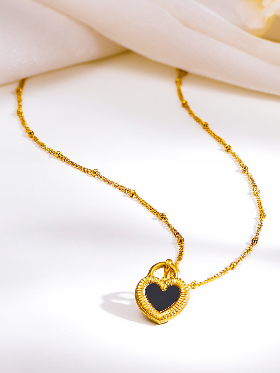 Demi Fine 18K Gold Plated Stainless steel Reversible Heart Pendant Necklace Length - 21.5 cm