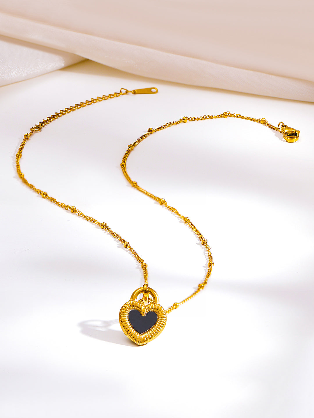 Demi Fine 18K Gold Plated Stainless steel Reversible Heart Pendant Necklace Length - 21.5 cm