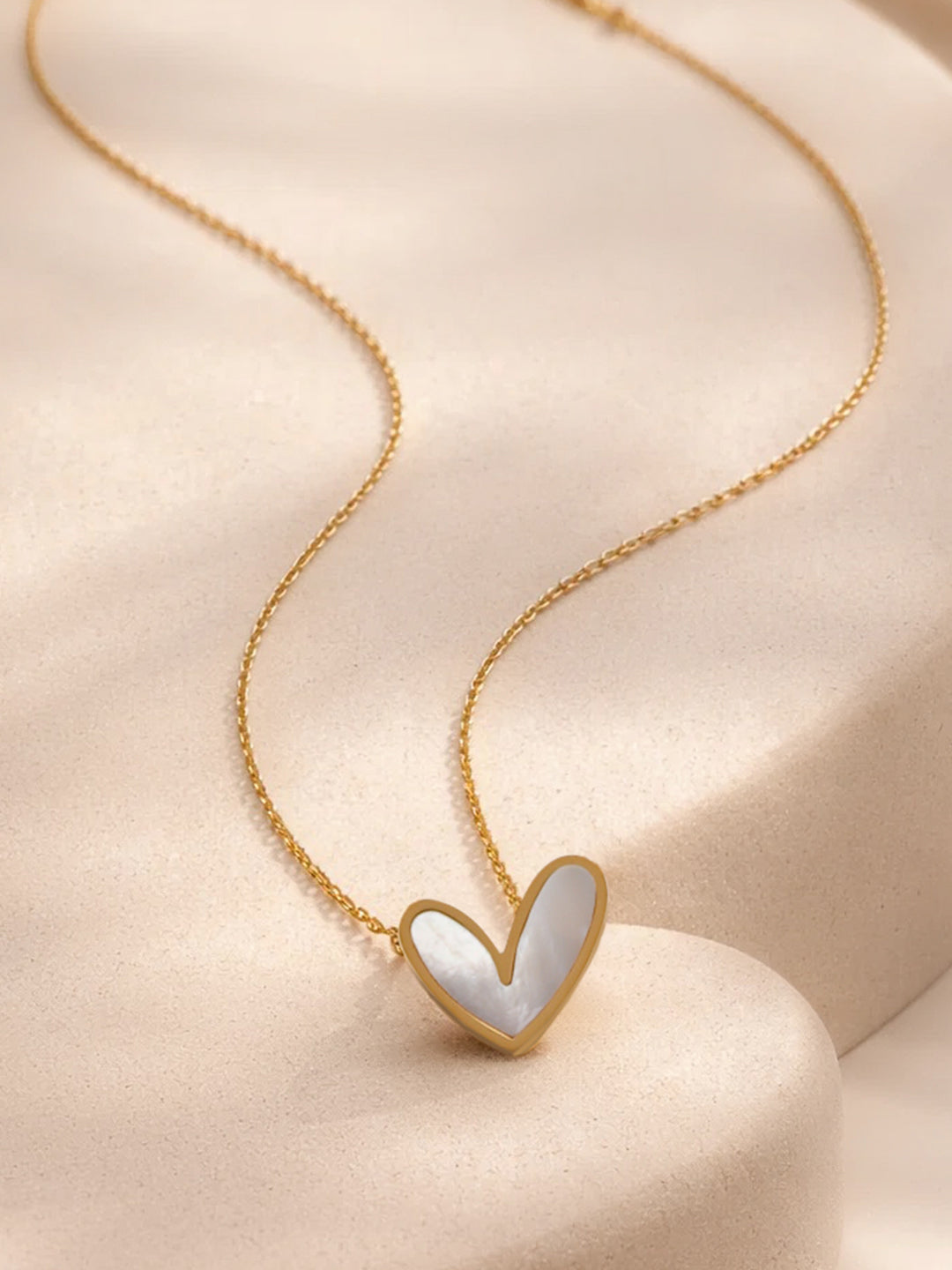 Demi Fine 18K Gold Plated Stainless steel White Enamel Heart Pendant Necklace Length - 20.5 cm