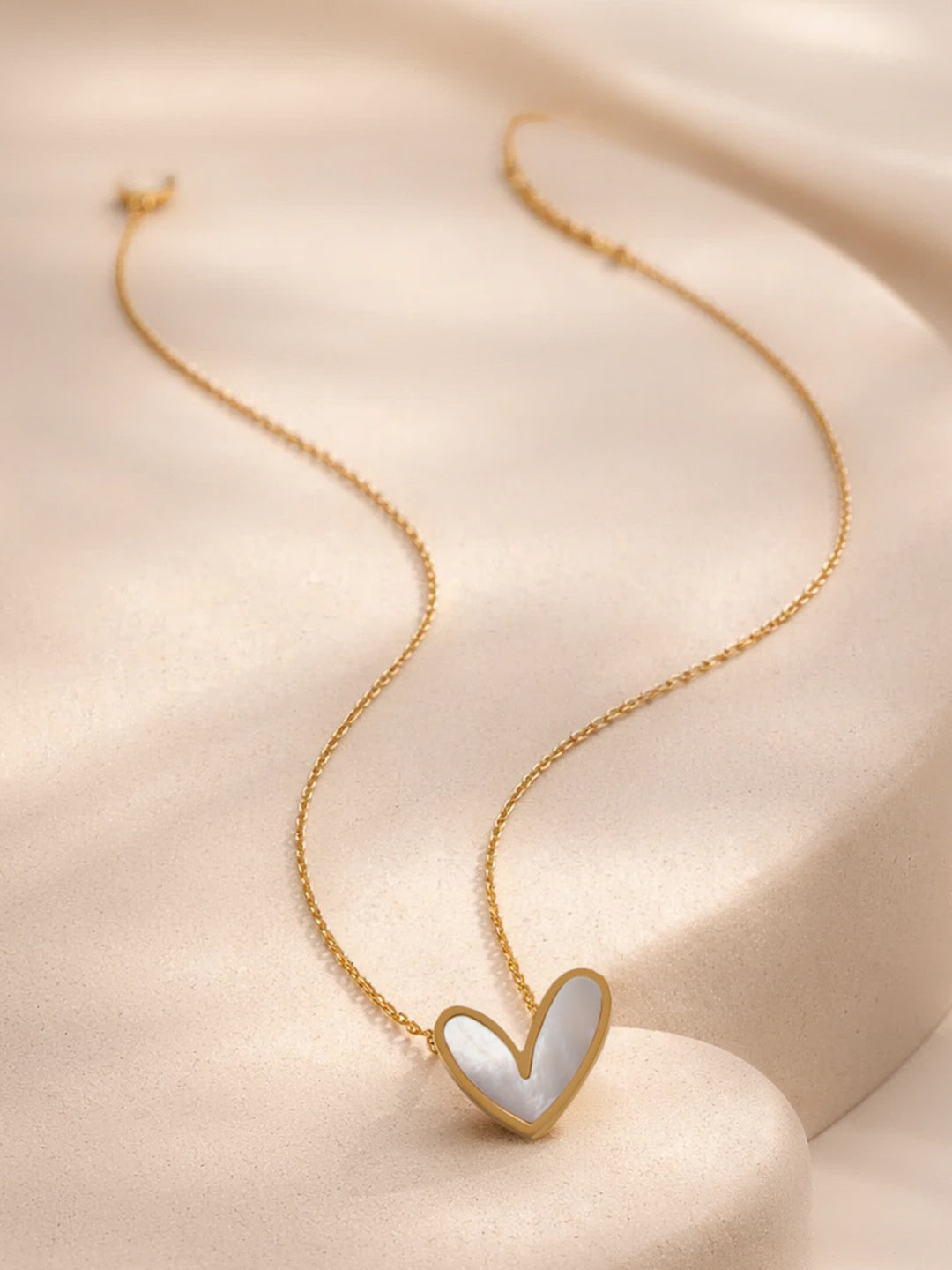 Demi Fine 18K Gold Plated Stainless steel White Enamel Heart Pendant Necklace Length - 20.5 cm