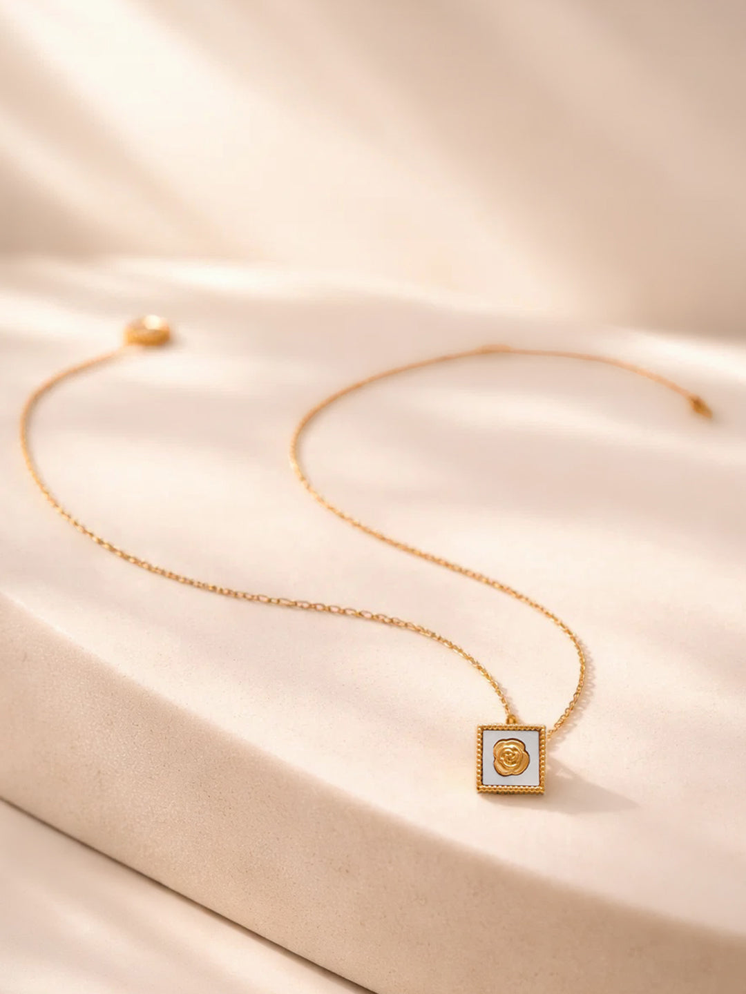 Demi Fine 18K Gold Plated Stainless steel Rose Enamel Pendant Necklace Length - 20.2 cm