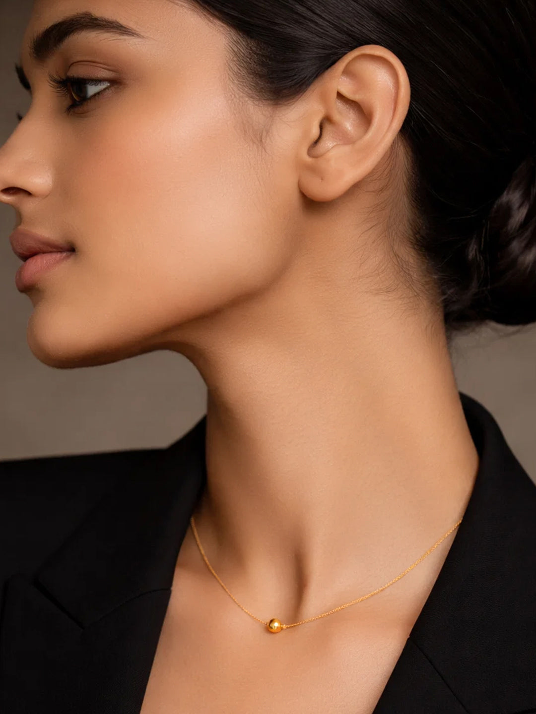 Demi Fine 18K Gold Plated Stainless steel Minimal Ball Pendant Chain Necklace Length - 19 cm