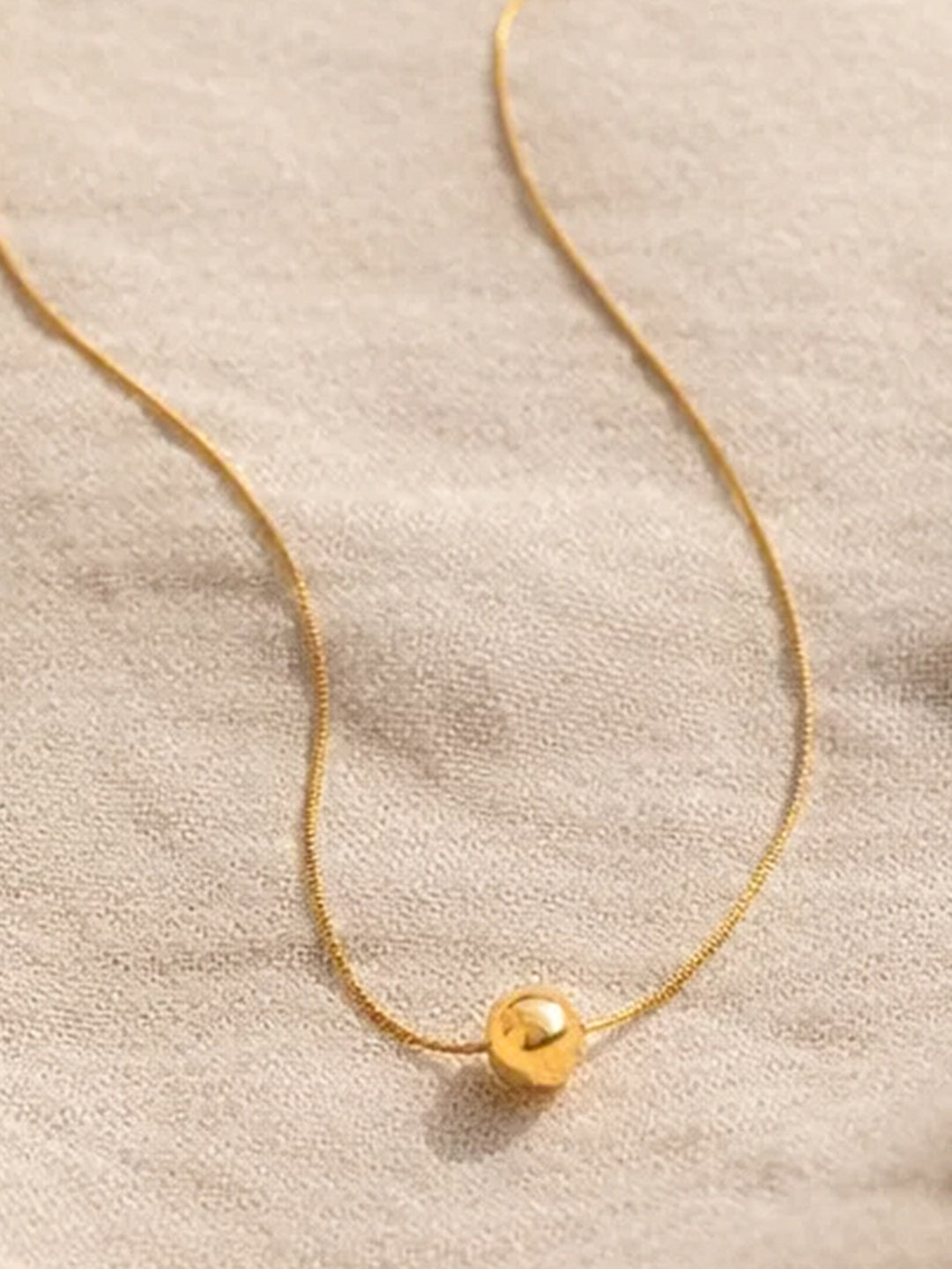 Demi Fine 18K Gold Plated Stainless steel Minimal Ball Pendant Chain Necklace Length - 19 cm