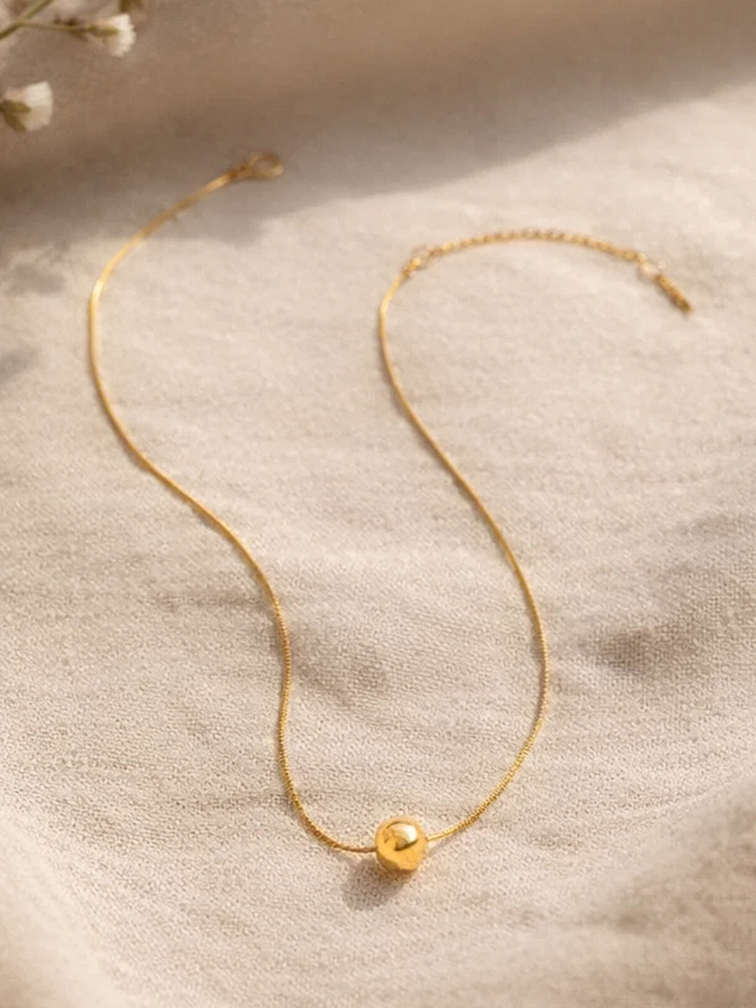 Demi Fine 18K Gold Plated Stainless steel Minimal Ball Pendant Chain Necklace Length - 19 cm