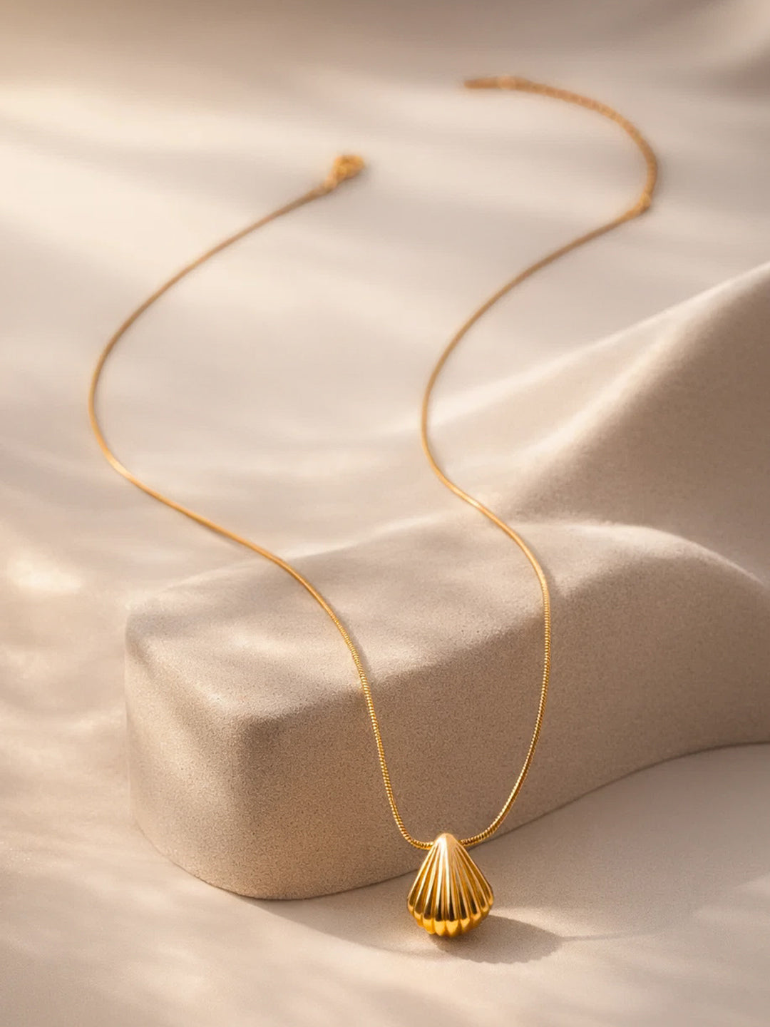 Demi Fine 18K Gold Plated Stainless steel Shell Pendant Snake Chain Necklace Length - 20.7 cm