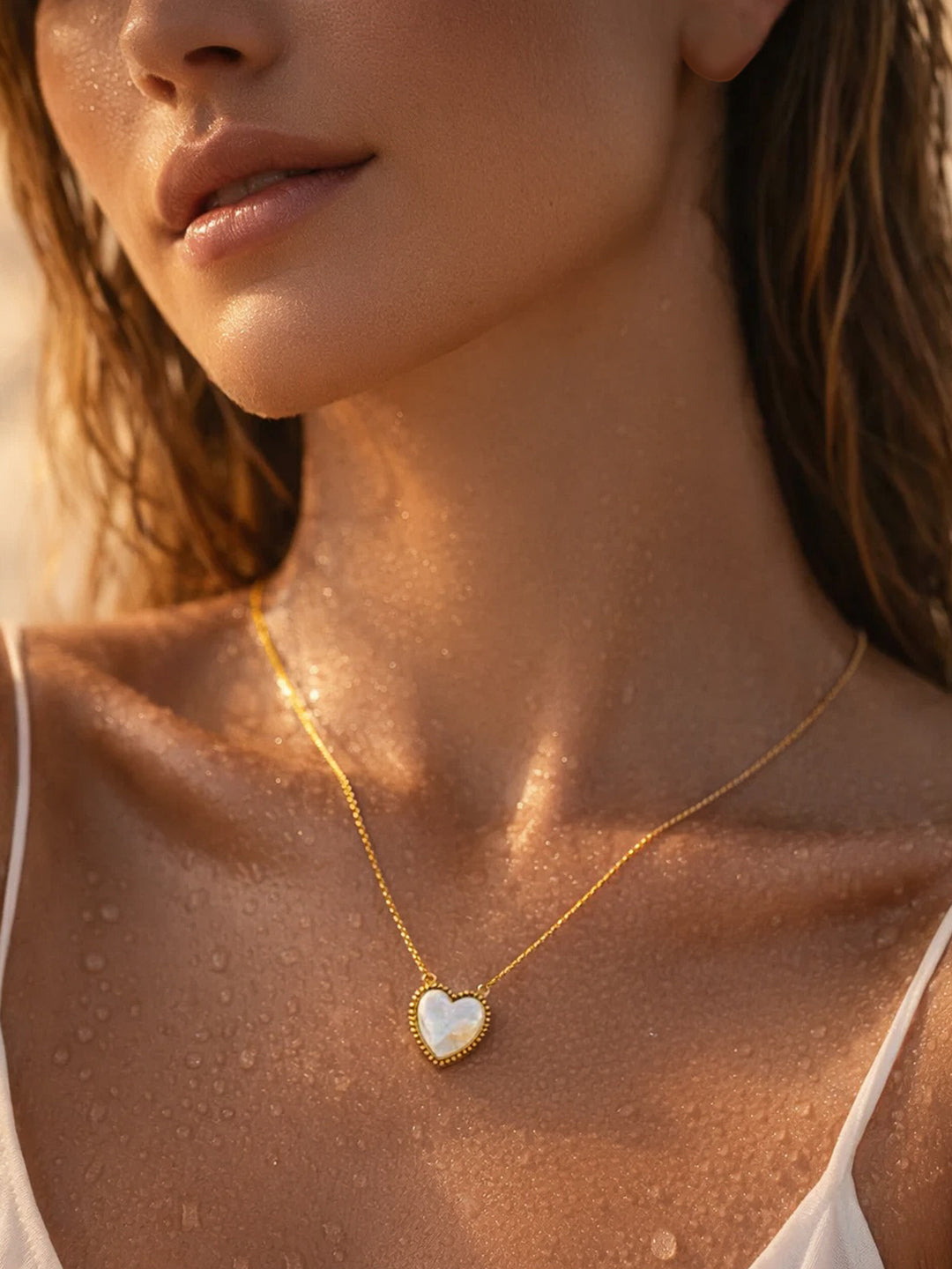 Demi Fine 18K Gold Plated Stainless steel Heart Frame Enamel Pendent Necklace Length - 19.5 cm