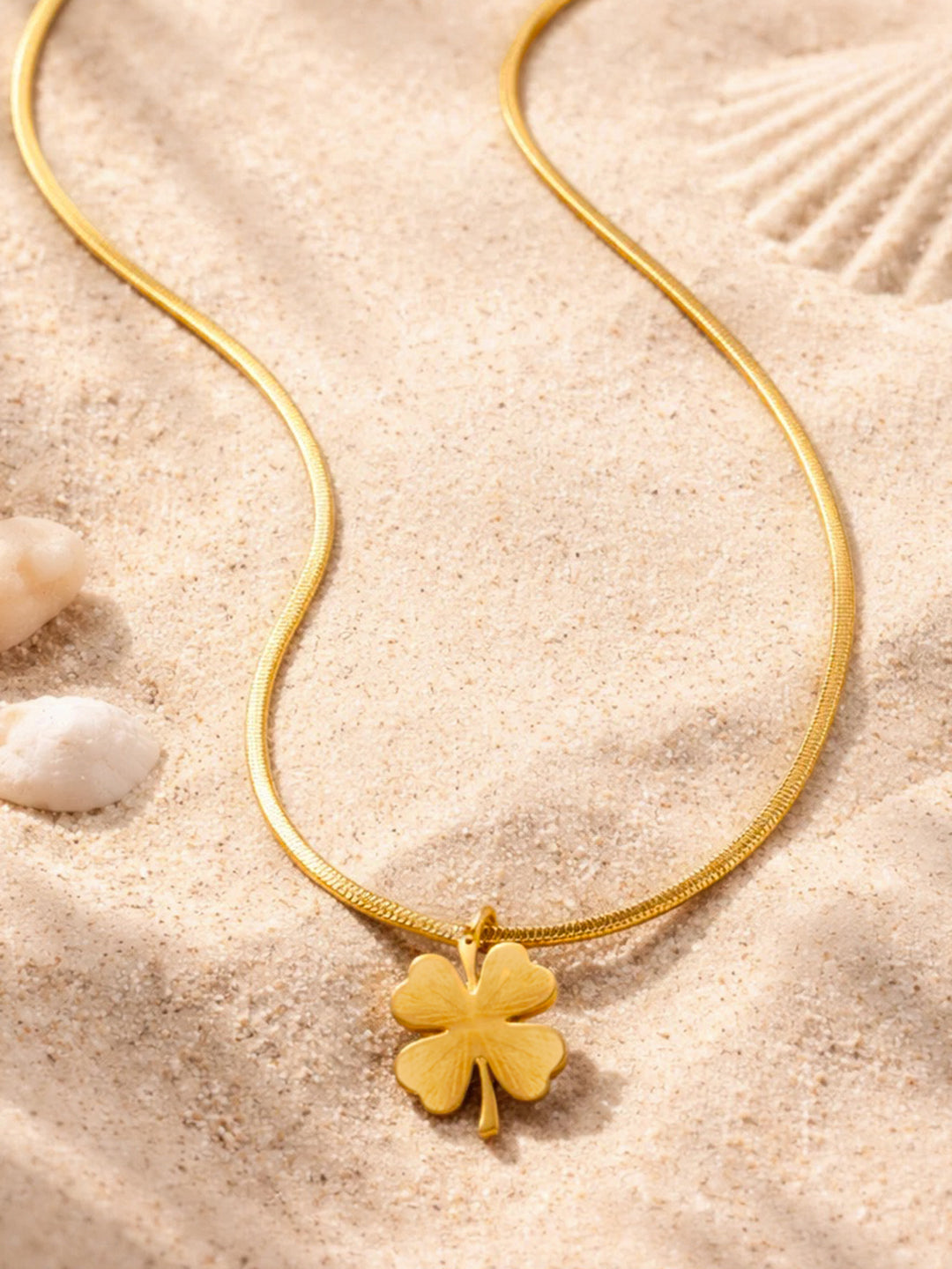 Demi Fine 18K Gold Plated Stainless steel Clover Pendant Snake Chain Necklace Length - 21 cm