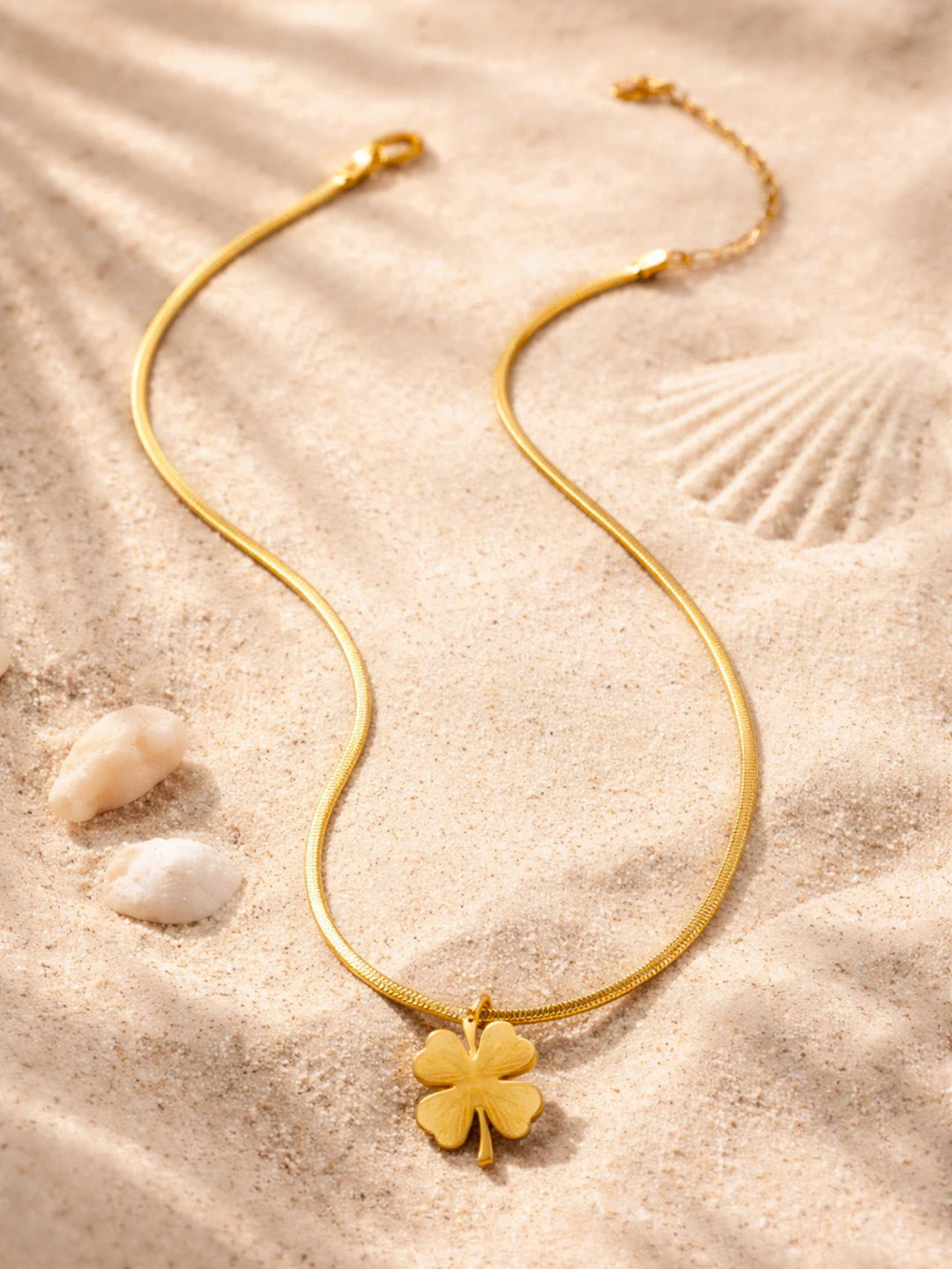 Demi Fine 18K Gold Plated Stainless steel Clover Pendant Snake Chain Necklace Length - 21 cm