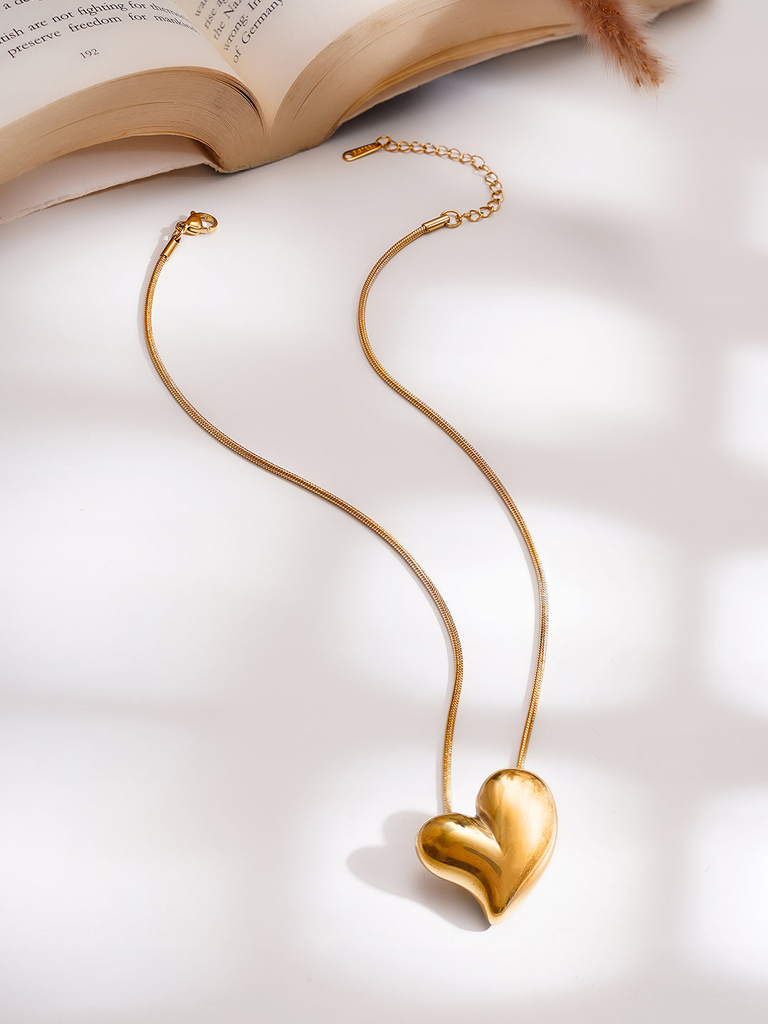 Demi Fine 18K Gold Plated Stainless steel Overlap Heart Pendant Chain Necklace フリーサイズ