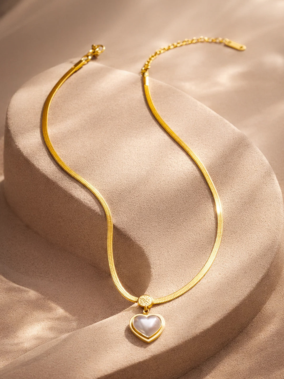 Demi Fine 18K Gold Plated Stainless steel Glossy Pearl Heart Pendent Necklace Length - 20.5 cm