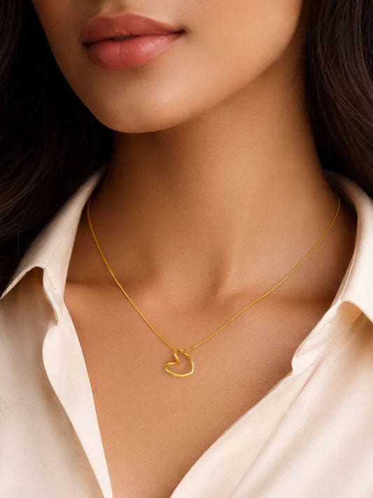 Demi Fine 18K Gold Plated Stainless steel Open Heart Pendant Chain Necklace Length - 20 cm