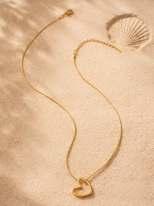 Demi Fine 18K Gold Plated Stainless steel Open Heart Pendant Chain Necklace Length - 20 cm