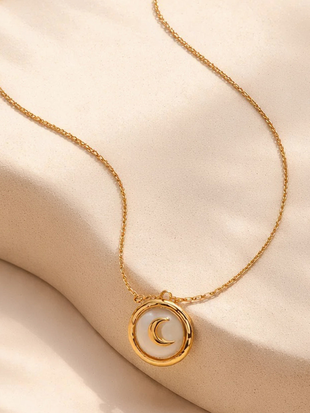 Demi Fine 18K Gold Plated Stainless steel Moon Coin Pendant Charm Necklace Length - 21 cm